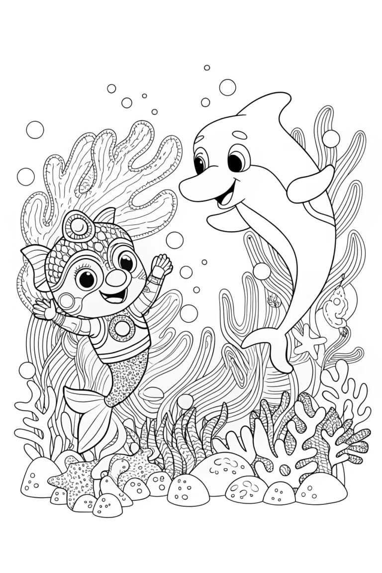 Bluey and Bingo’s Underwater Adventure Coloring Page coloring pages