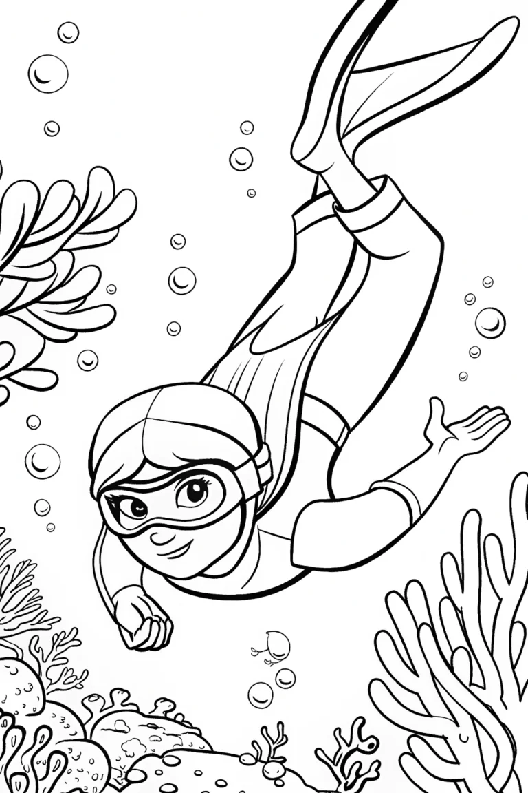 Ninja Underwater Adventure Coloring Page coloring pages