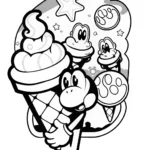 Yoshi’s Galactic Ice Cream Constellation Quest Coloring Page