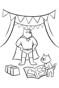 A coloring page of Superhero Pets Coloring Page