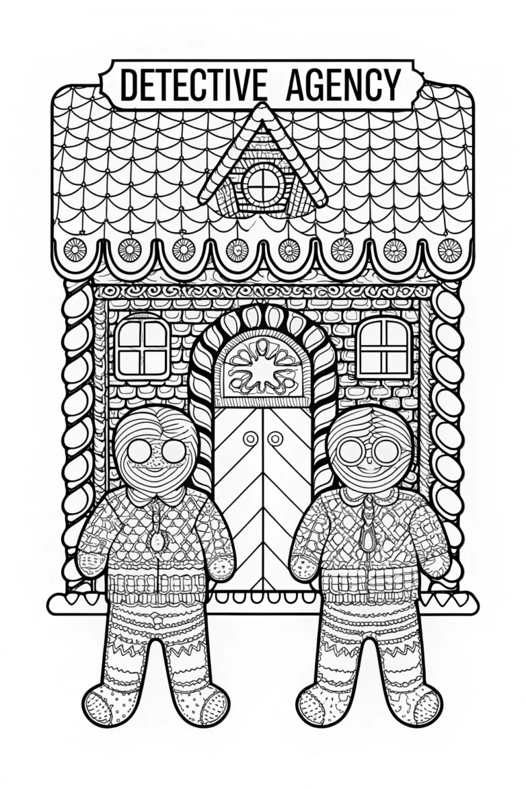 Gingerbread House Detective Agency Coloring Page coloring pages