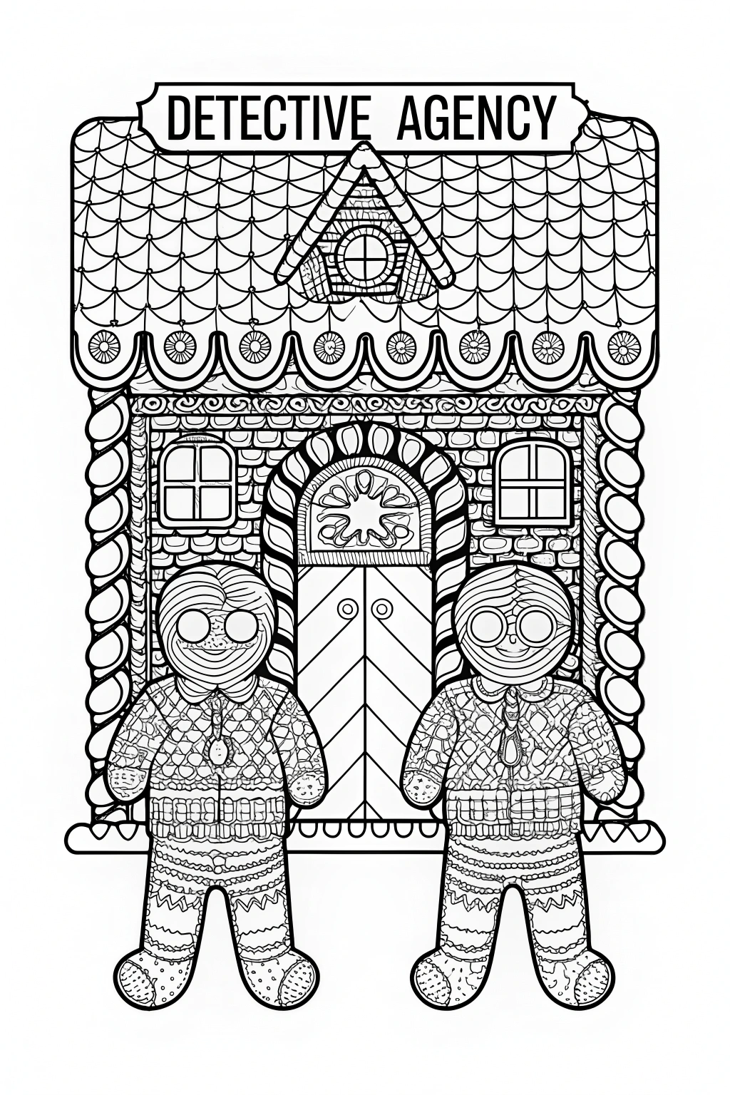 Gingerbread House Detective Agency Coloring Page