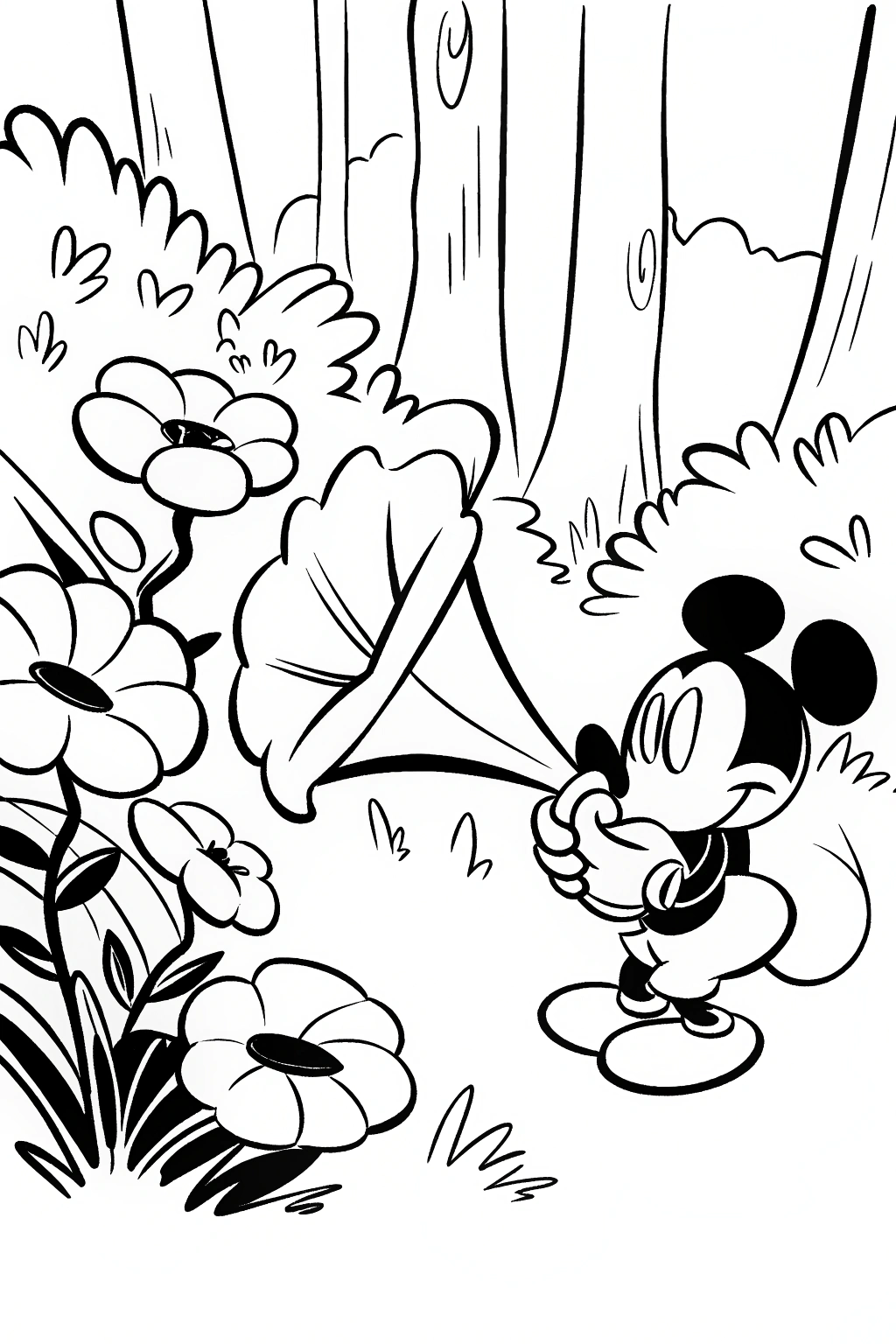 Mickey Mouse and the Enchanted Music Garden Coloring Page