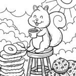 Cheerful Squirrel Cocoa Coloring Page