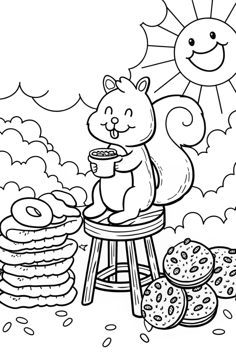 Cheerful Squirrel Cocoa Coloring Page coloring pages