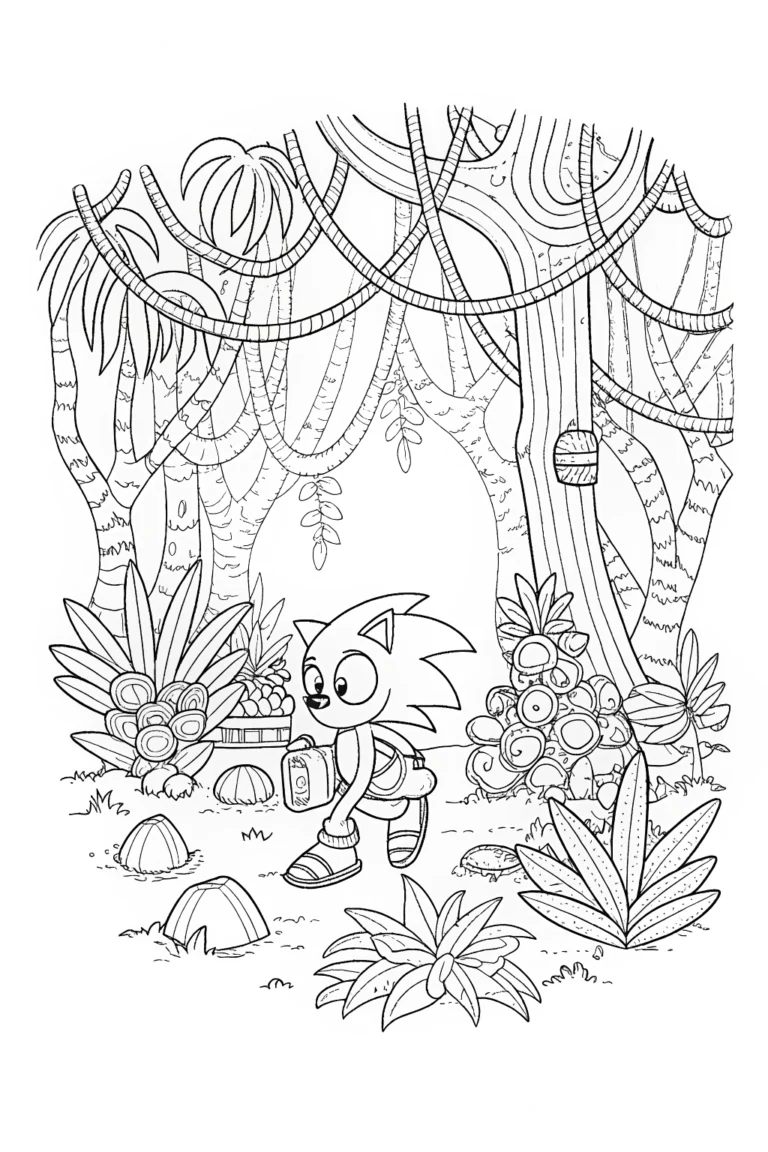 Sonic's Jungle Adventure Coloring Page - Free & Printable