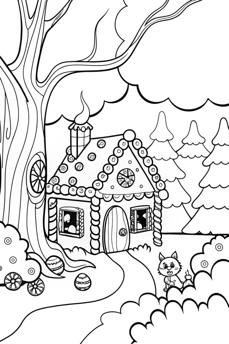 Gingerbread Adventure in the Enchanted Forest coloring pages