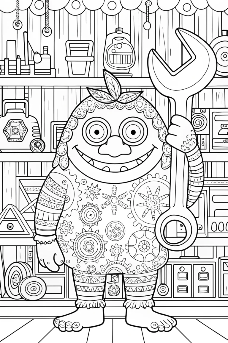 Monster in the Magical Workshop Coloring Page coloring pages