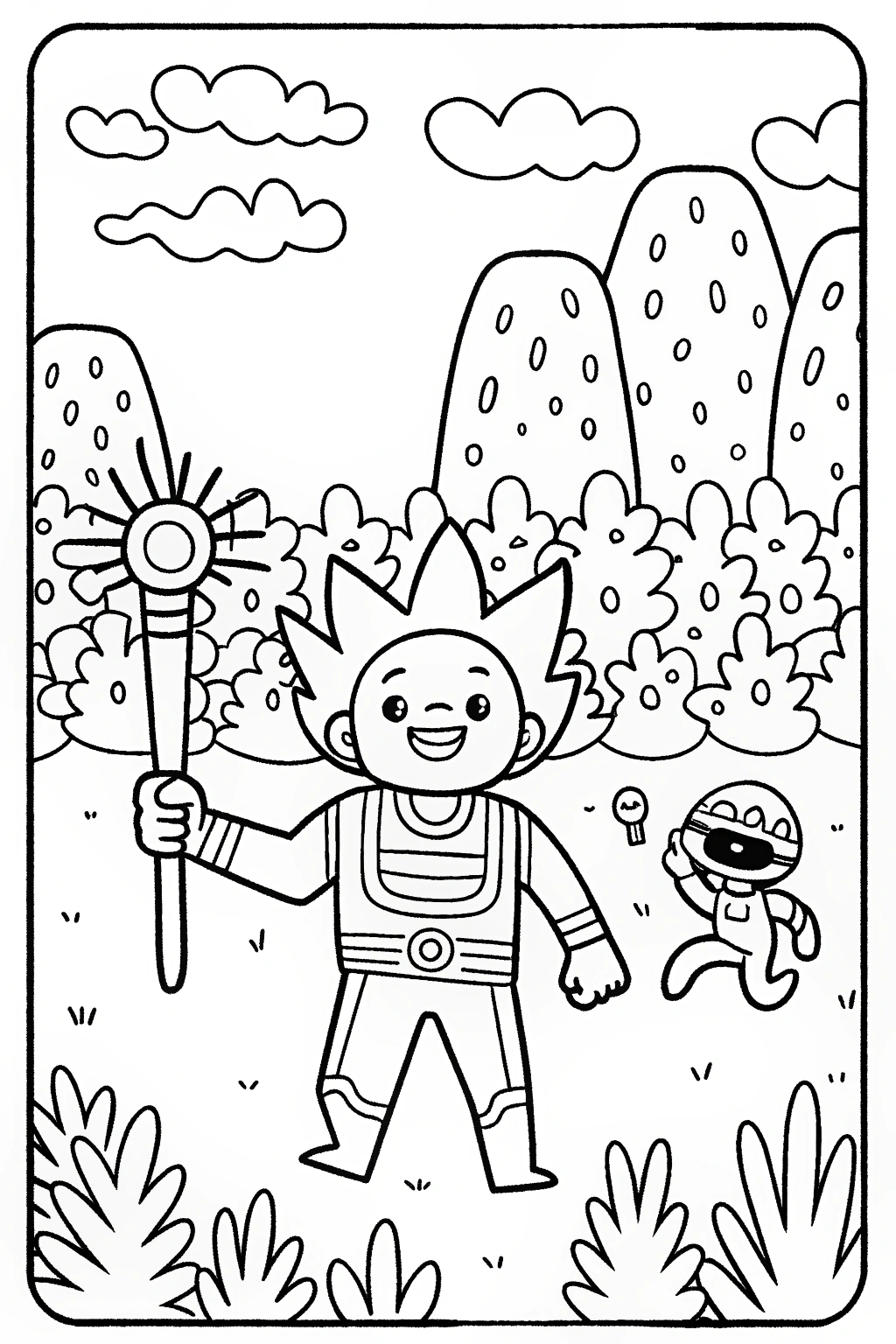 Goku’s Galactic Relay Race Coloring Page