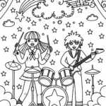 Anime Band Performance Coloring Page