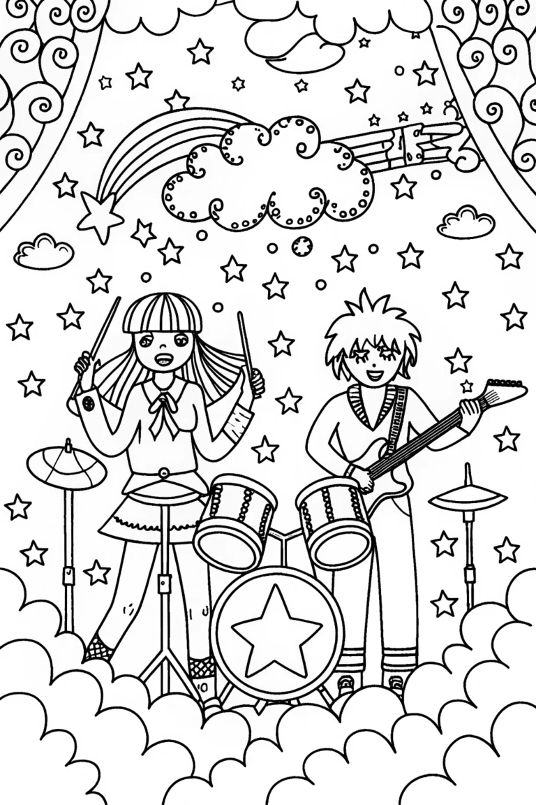 Anime Band Performance Coloring Page coloring pages
