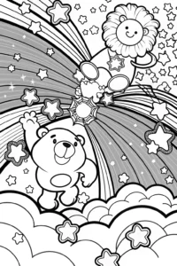A coloring page of Care Bear’s Starry Night Adventure Coloring Page