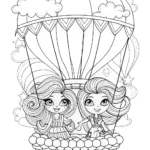 Bratz Dolls Hot Air Balloon Adventure Coloring Page
