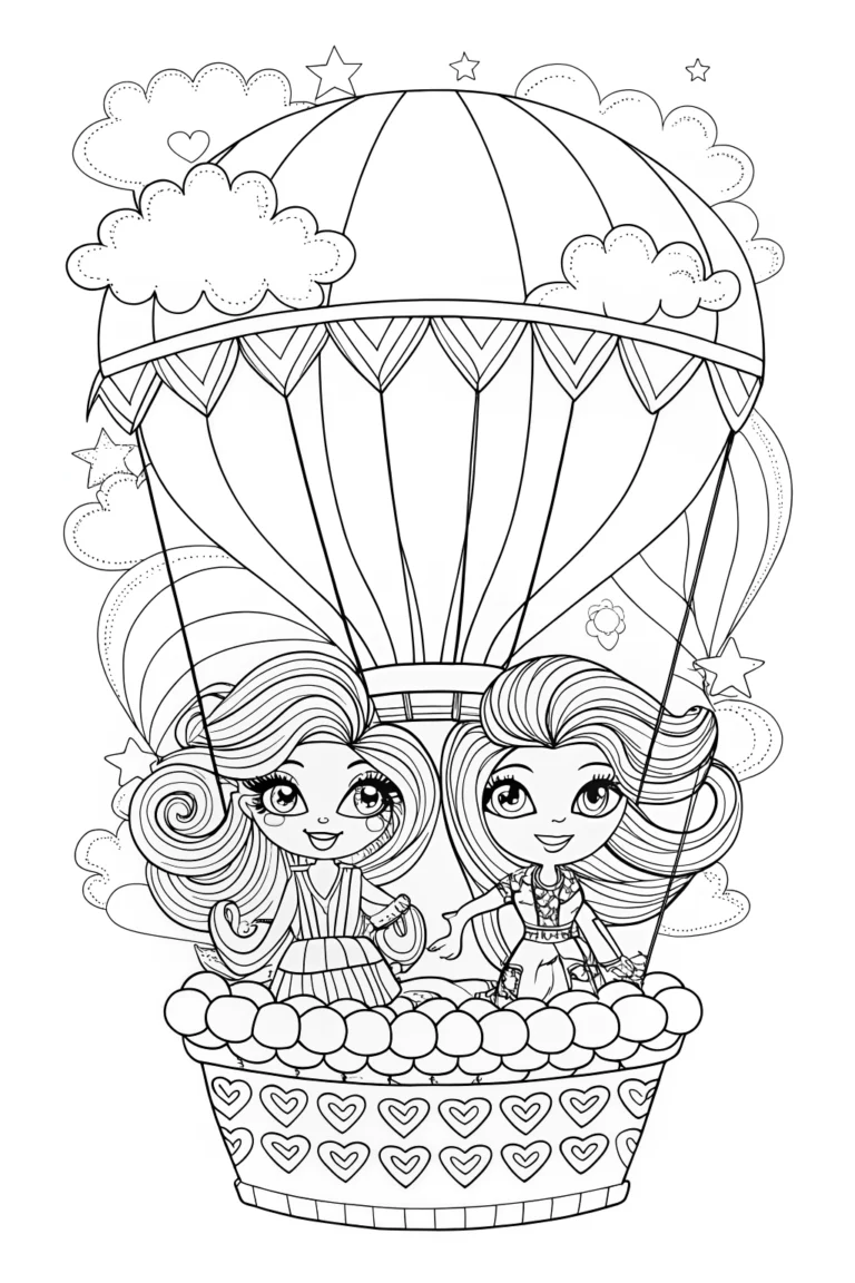 Bratz Dolls Hot Air Balloon Adventure Coloring Page coloring pages