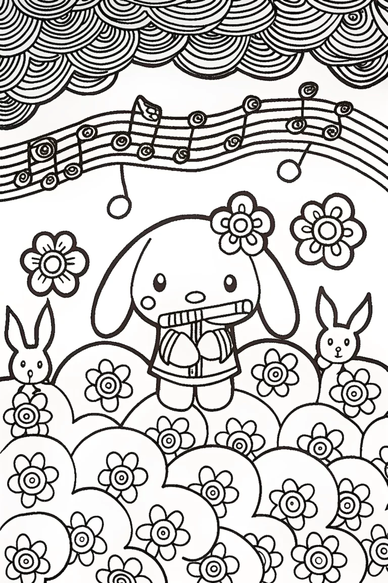 Cinnamoroll’s Cloudy Musical Adventure Coloring Page coloring pages