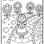 Alice in the Enchanted Talking Garden Coloring Page