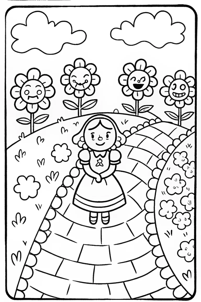 Alice in the Enchanted Talking Garden Coloring Page coloring pages