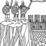 Heroes Defend the Crumbling Fortress Coloring Page