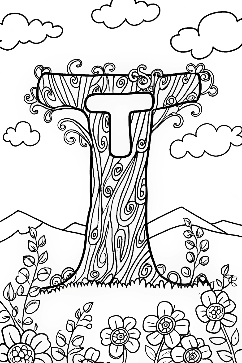 The Adventurous Letter ‘T’ Coloring Page