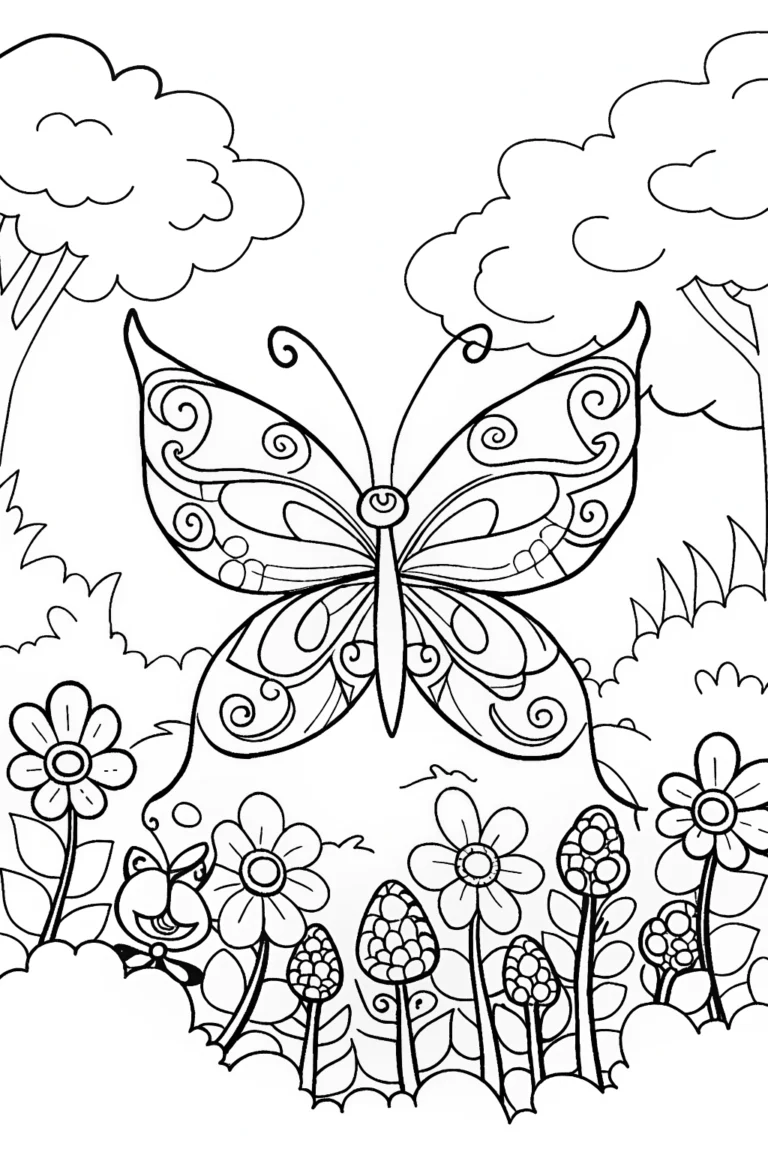 Butterfly Garden Guardians Coloring Page coloring pages