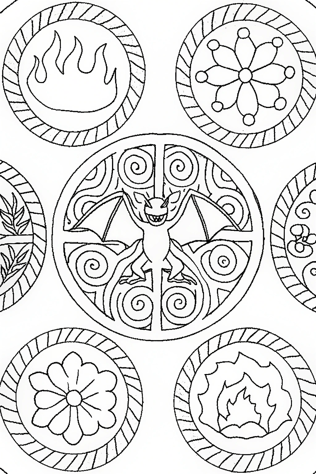 Charizard’s Elemental Dance Coloring Page