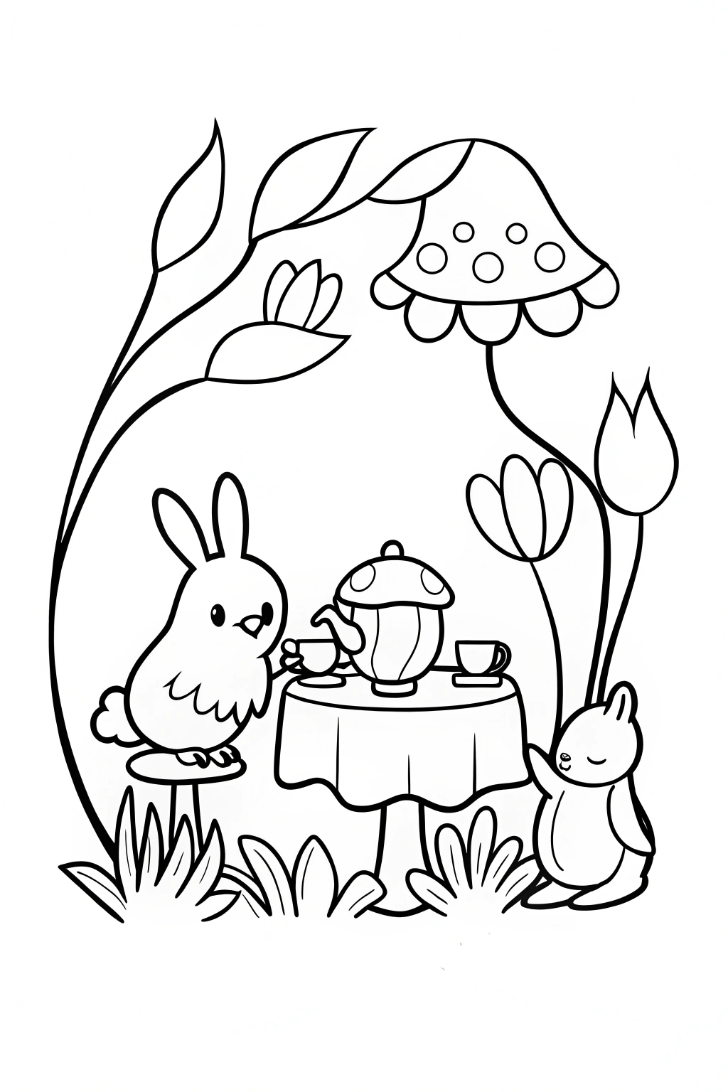Chick’s Magical Tea Party Coloring Page