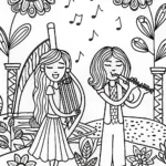 Rainbow High Students’ Enchanted Music Garden Coloring Page