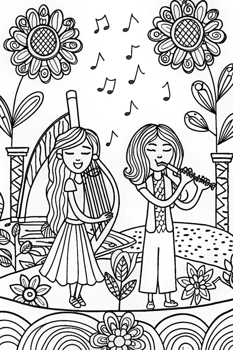 Rainbow High Students’ Enchanted Music Garden Coloring Page coloring pages