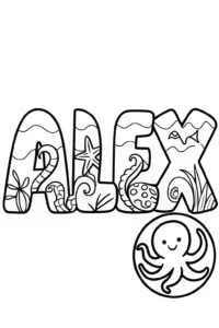 A coloring page of ALEX Underwater Adventure Coloring Page