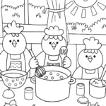 Chickens in a Chef’s Kitchen Coloring Page