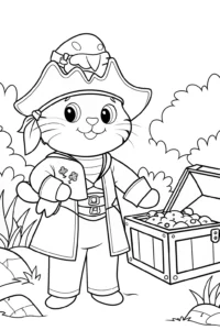 A coloring page of Hello Kitty’s Magical Treasure Hunt Coloring Page