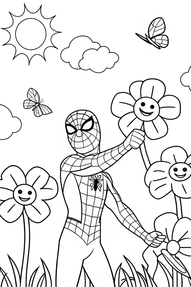Miles Morales in the Technicolor Garden Coloring Page coloring pages