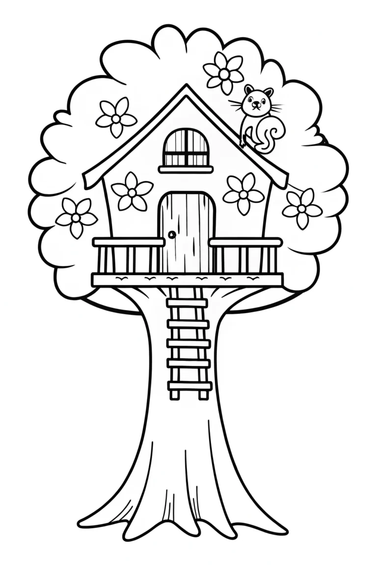 The Magical Treehouse Adventure Coloring Page coloring pages