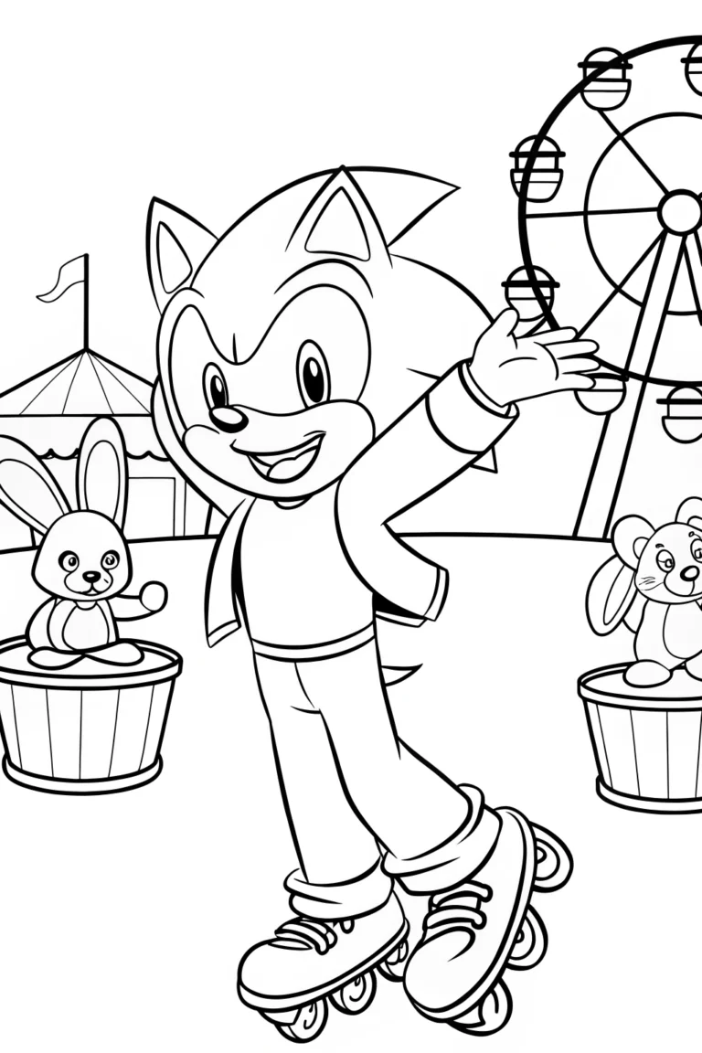 Sonic’s Roller Skating Adventure Coloring Page coloring pages