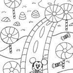 Mickey Mouse’s Adventure in Candy Land Coloring Page