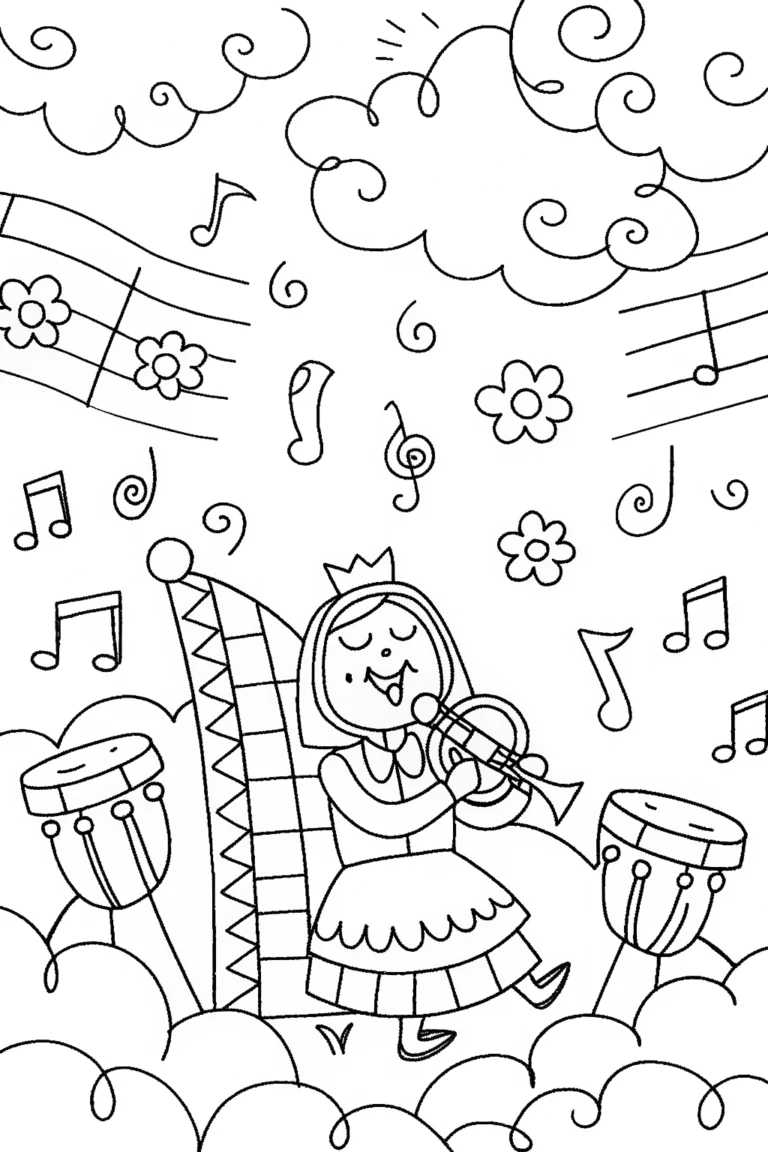 Alice’s Musical Wonderland Coloring Page coloring pages