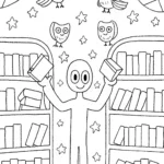 Huggy Wuggy’s Magical Bookstore Coloring Page