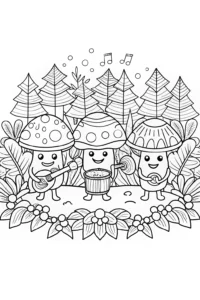 A coloring page of The Musical Mushroom Ensemble Coloring Page