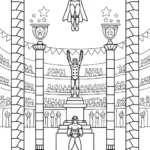 Avengers in a Mythical Arena Coloring Page