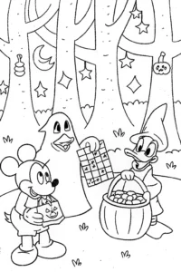 A coloring page of Mickey Mouse Halloween Coloring Page