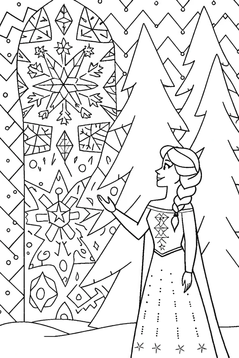 Elsa’s Enchanted Ice Mosaic Coloring Page coloring pages
