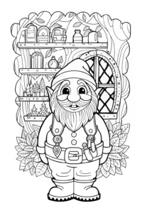 A coloring page of Gnome’s Enchanted Workshop Coloring Page