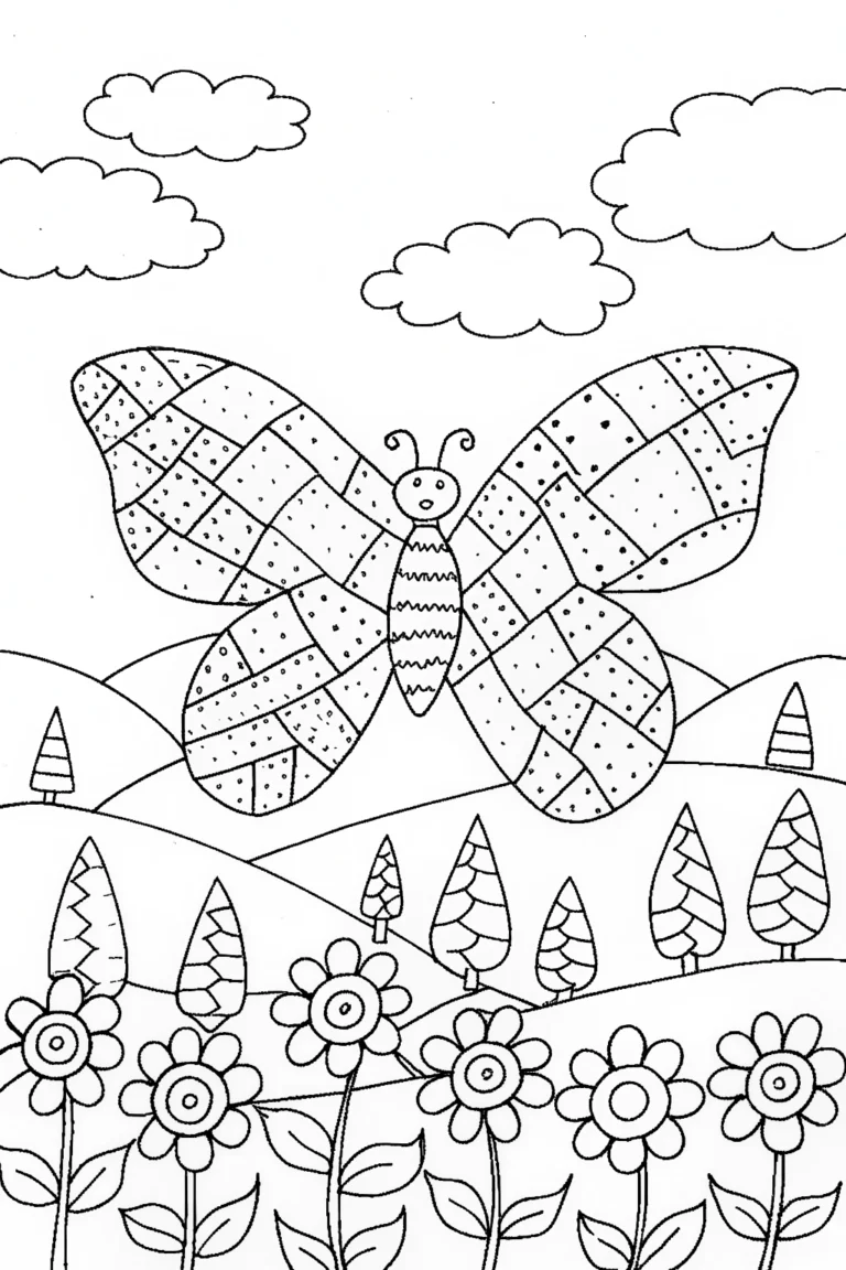 Fairy Gardener with a Patchwork Sky Coloring Page coloring pages