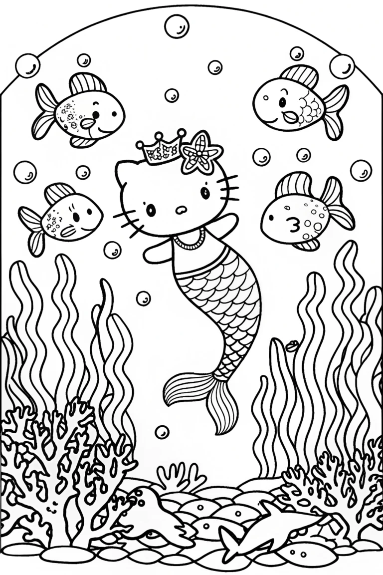 Hello Kitty’s Magical Underwater Adventure Coloring Page coloring pages