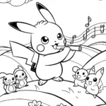 Pikachu’s Magical Music Festival Coloring Page