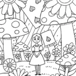 Alice’s Curious Card Garden Coloring Page