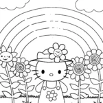 Hello Kitty’s Rainbow Garden Adventure Coloring Page