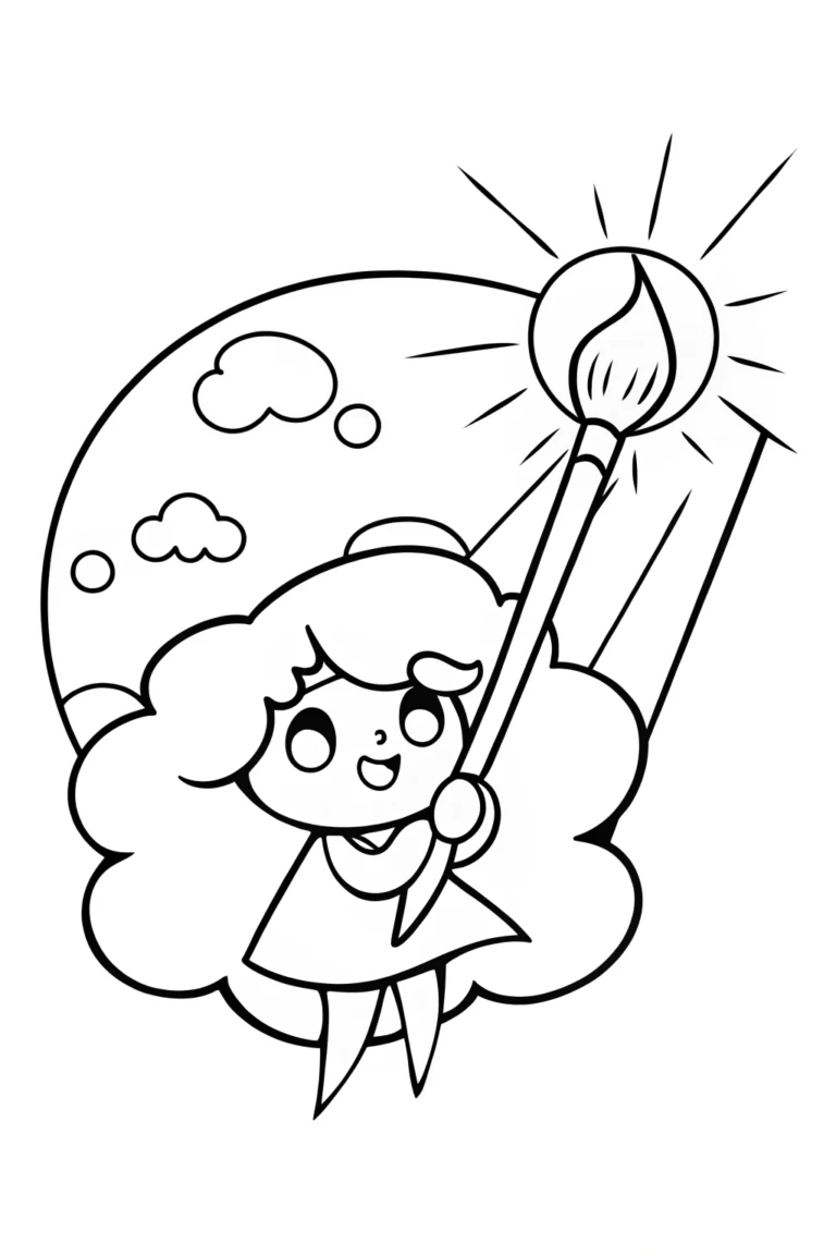 Whimsical Sky Painter Coloring Page coloring pages