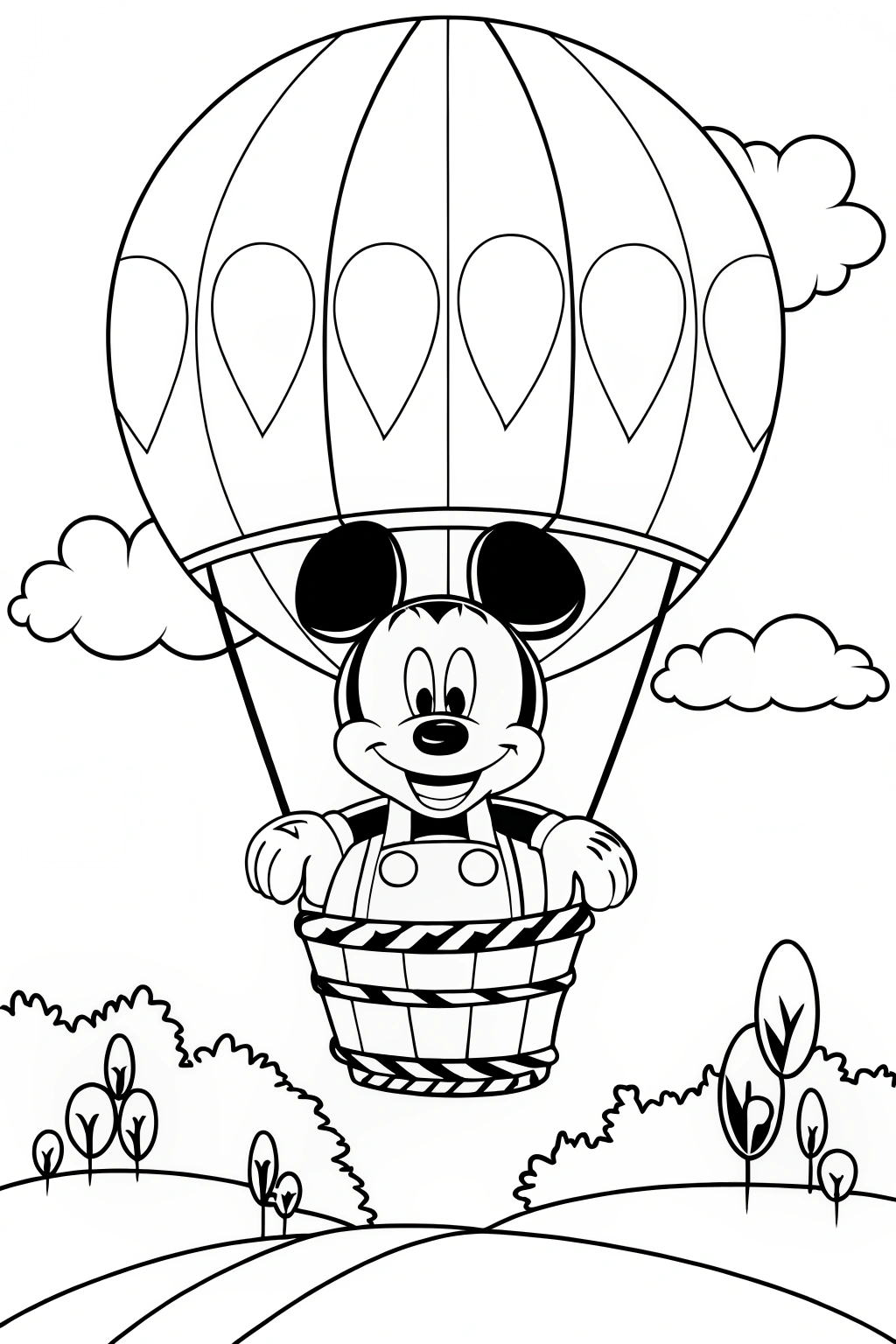 Mickey Mouse&#8217;s Balloon Adventure Coloring Page