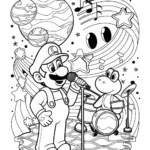 Luigi’s Cosmic Karaoke Night Coloring Page